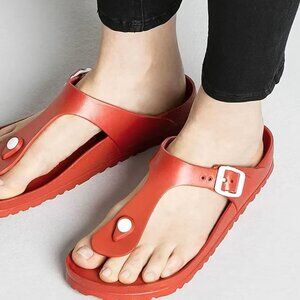 Birkenstock Women Size 37 US 6 - 6.5 Red Gizeh EVA Slip On Comfort Thong Sandals